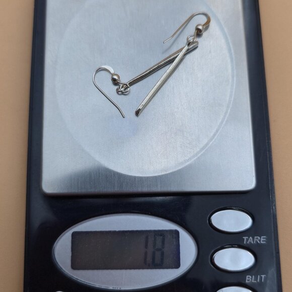 Sterling Silver Simple Bar Dangle Earrings A5767 - Picture 6 of 6